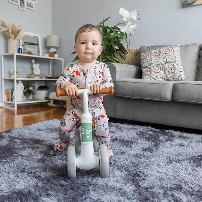 Liberry Baby Balance Bike for 1 Year Old Boys, 4 Wheels Toddler Balance Bike with Adjustable Seat, 12-24 Months Infant's First Birthday Gift (Green)