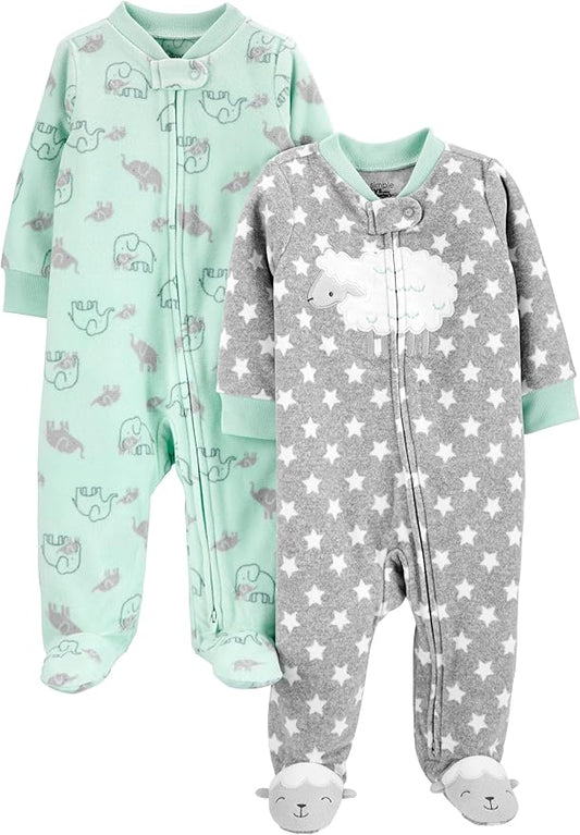 Simple Joys by Carter's unisex-baby 2-pack Neutral Fleece Footed Sleep and Play