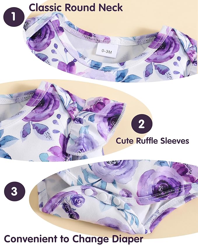 Baby Girl Clothes Newborn Infant Outfits Cute Summer Clothes Spring Romper Set+Hat+Headband