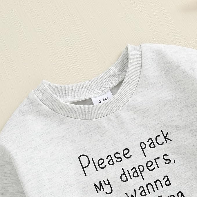 Kupretty Baby Boy Girl Sweatshirt Romper Cute Winter Fall Clothes Siblings Crew Neck Long Sleeve Bubble Infant Bodysuit