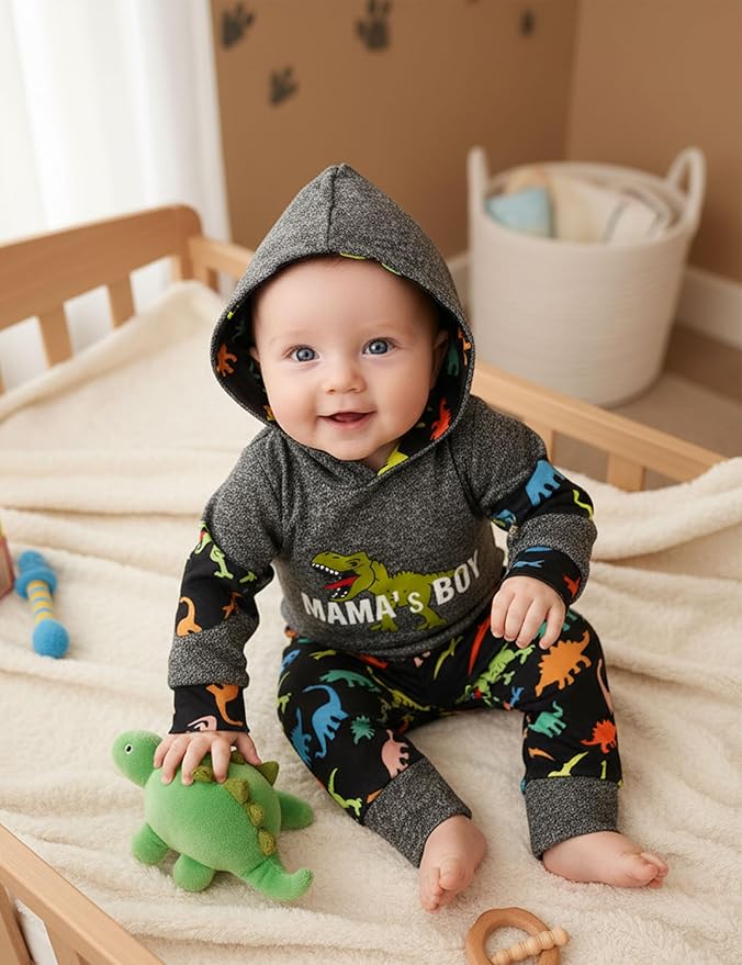 Fommy Newborn Baby Boy Clothes Plaid Letter Print Long Sleeve Hoodies + Long Pants 2PCS Fall Winter Outfits Set