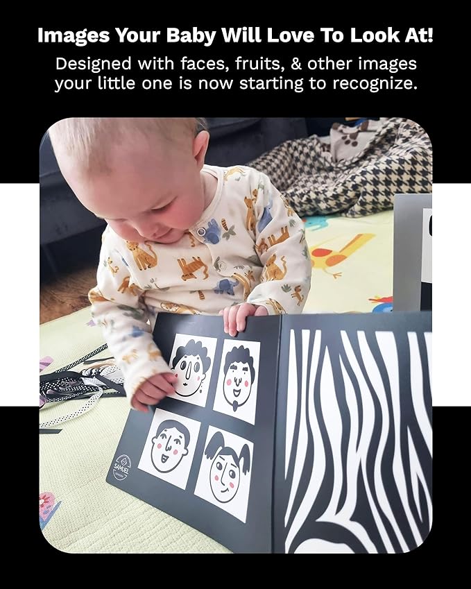 Samuel Sensory Board for Babies - Supersized Black and White Baby Cards for Developmental Newborn Tummy Time Toys - 100cm Newborn Black & White Toys for 0-3 Months & Older - Thick Stand Up Board No. 2