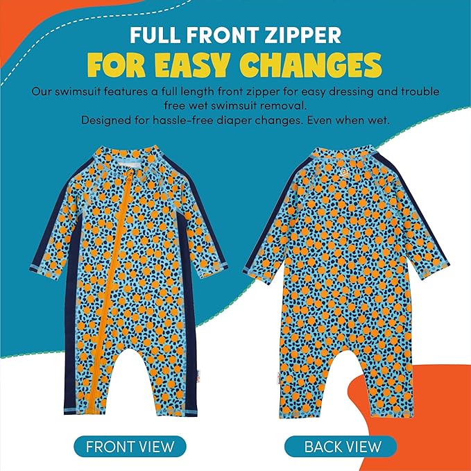 SwimZip Boys' Long-Sleeve UPF 50+ Swimsuit for Baby, Toddler, & Little Boys