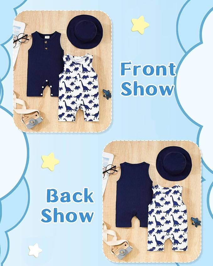 NZRVAWS Newborn Baby Boy Girl Clothes Unisex Infant Romper Pants Set Hat 4-Pack Outfits 0-12 Months 16 Pieces Toddler