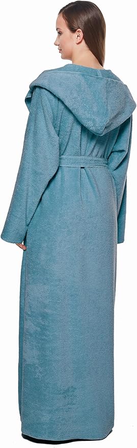 Arus Women's Princess Robe Ankle Long Hooded Lightweight Turkish Cotton Bathrobe