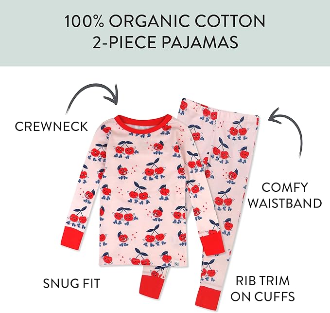 HonestBaby unisex-baby Celebration 2-piece Pajamas Sleepwear Pjs 100% Organic Cotton for Baby, Toddler, Kids