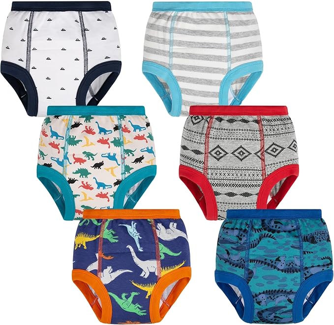 BIG ELEPHANT 6-Pack Potty Training Pants – 100% Cotton Absorbent Toddler Underwear for Boys and Girls (12M-10Y)