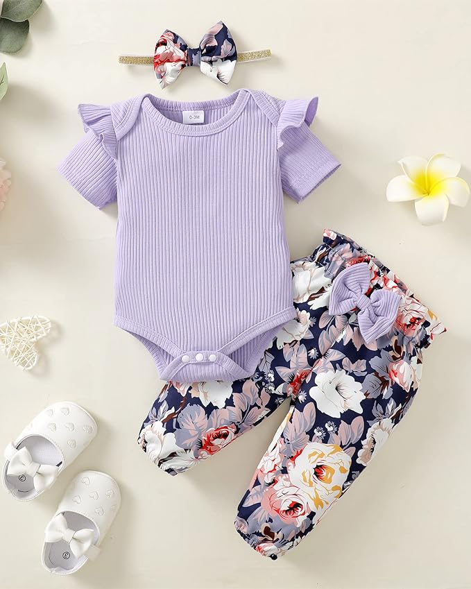 Infant Baby Girl Clothes Newborn Girl Outfit Long Sleeve Romper Pants Set Cute Baby Clothes for Girls Fall/Winter