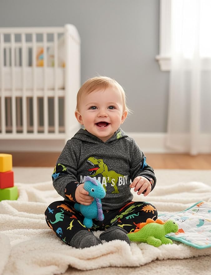 Fommy Newborn Baby Boy Clothes Plaid Letter Print Long Sleeve Hoodies + Long Pants 2PCS Fall Winter Outfits Set