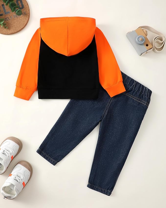 NZRVAWS Baby Boy Clothes Toddler Boy Outfit 2 3 4T 6 12 18 24 Month Fall Winter Hoodie Ripped Jeans Clothing