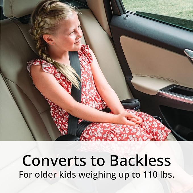 Chicco KidFit ClearTex Plus 2-in-1 Belt-Positioning Booster Car Seat, Backless and High Back Booster Seat, for Children Aged 4 Years and up and 40-100 lbs. | Obsidian/Black
