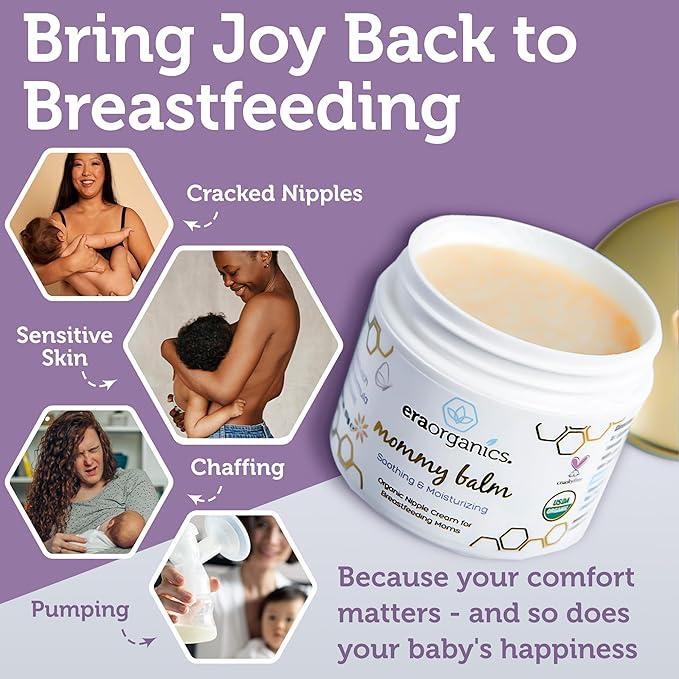 USDA Organic Nipple Butter Safe for Breastfeeding – Lanolin-Free, Food-Grade Nipple Cream for Sore, Cracked & Sensitive Skin Relief – No Wipe Off Postpartum Essential