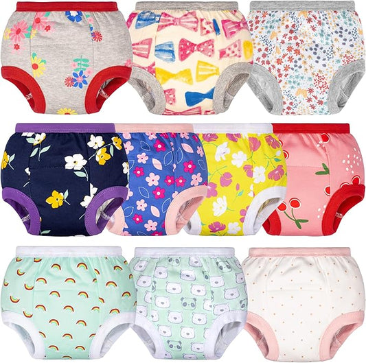 BIG ELEPHANT Potty Training Underwear - 10 Pack, 100% Cotton Absorbent Unisex Toddler Pee Pants for Boys Girls