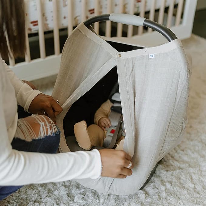 Little Unicorn Breathable Car Seat Canopy | Magnetic Closure Cover & Universal Fit | Protection & Privacy for Baby (Porpoise)