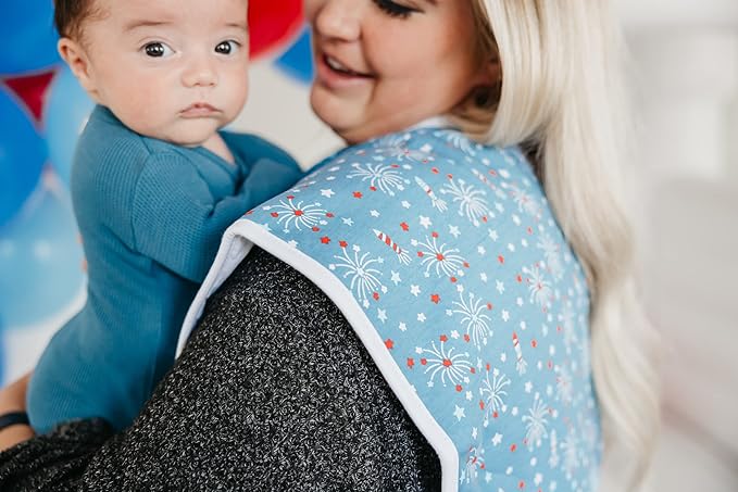 Copper Pearl Premium Baby Burp Cloths - 3-Pack Large Cotton Burp Cloths, Extra Soft Spit Up Rags with 3 Absorbent Layers, Perfect for Baby Boy and Baby Girl Gifts (21" x 10" Size, Spangled Set)