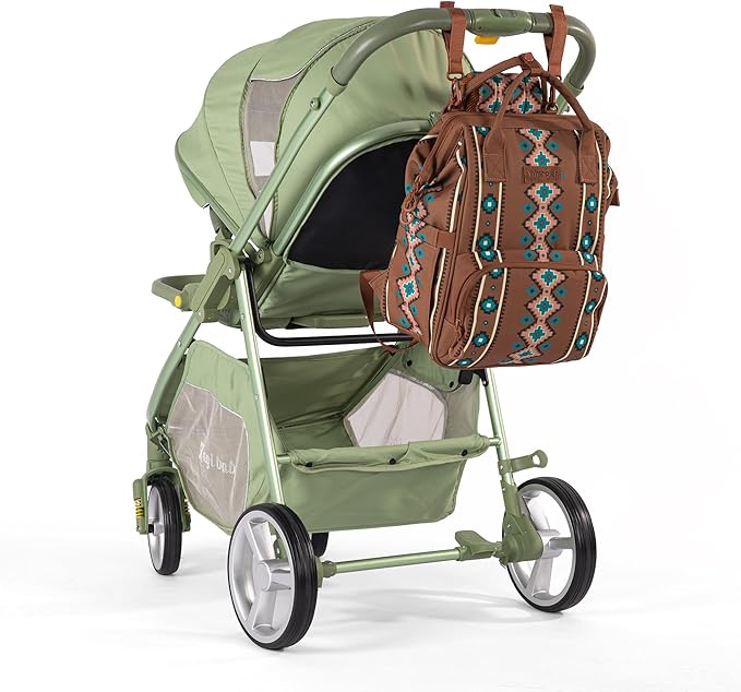 Wrangler Diaper Bag Backpack Aztec Travel Backpack Purses Western Multi-Function Baby Bags for Mom with Waterproof Insulated Pockets