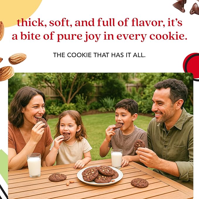 David's Cookies Fresh Baked Decadent Jumbo Almond Gourmet Cookies – 2lb Gift Basket Tin with 8 Large Almond Cookies – Bakery-Style Soft and Chewy Dessert for Holidays, Birthdays, Thank You Gifts