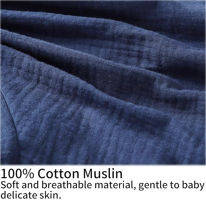 Onacosht Muslin Nursing Pillow Cover Soft 100% Cotton Feeding Pillow Slipcover Fits Standard Infant Nursing Pillow for Baby Boy and Girl, Navy Blue