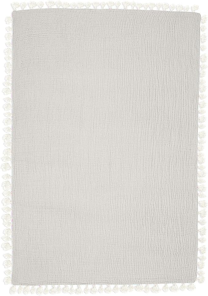 Crane Baby Muslin Swaddle Blanket, Soft Cotton Lightweight Nursery and Stroller Blanket for Baby Boys & Girls, Moonstone, 30" x 40"