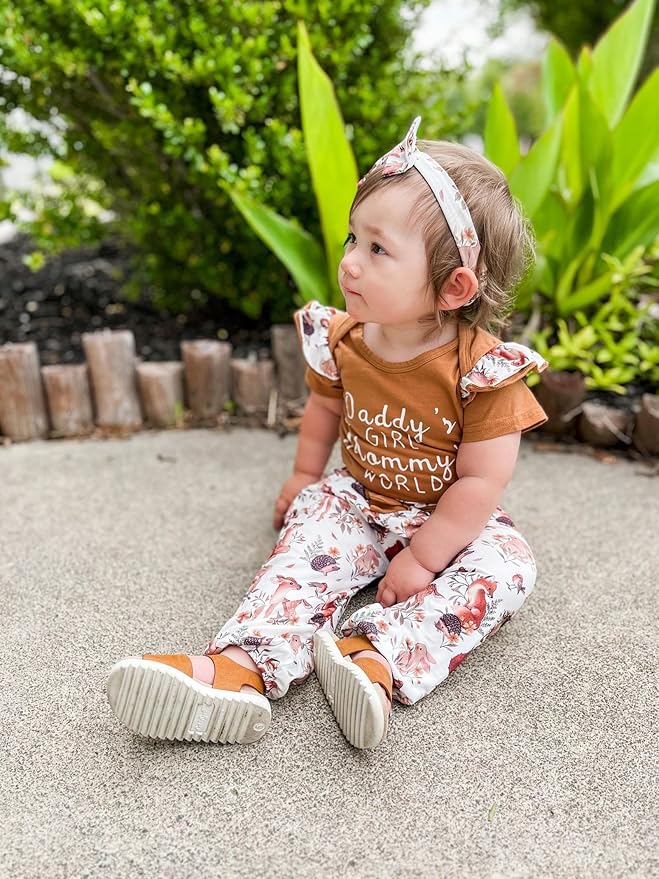 AMAWMW Newborn Baby Girl Clothes Infant Baby Ruffle Romper Pants Summer Outfits 4PCS Gifts Set Toddler Girls' Clothing