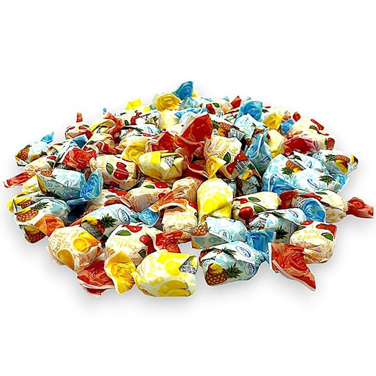Fruit Filled Hard Candy, Delicious and Flavorful Gourmet Bon Bons Cherry, Orange, Strawberry, Pineapple, and Lemon 1.5 lbs Individually Wrapped for Freshness -Assorted Hard Candy With A Soft Chewy Center Delight-Approx 100 Pieces(24 oz)