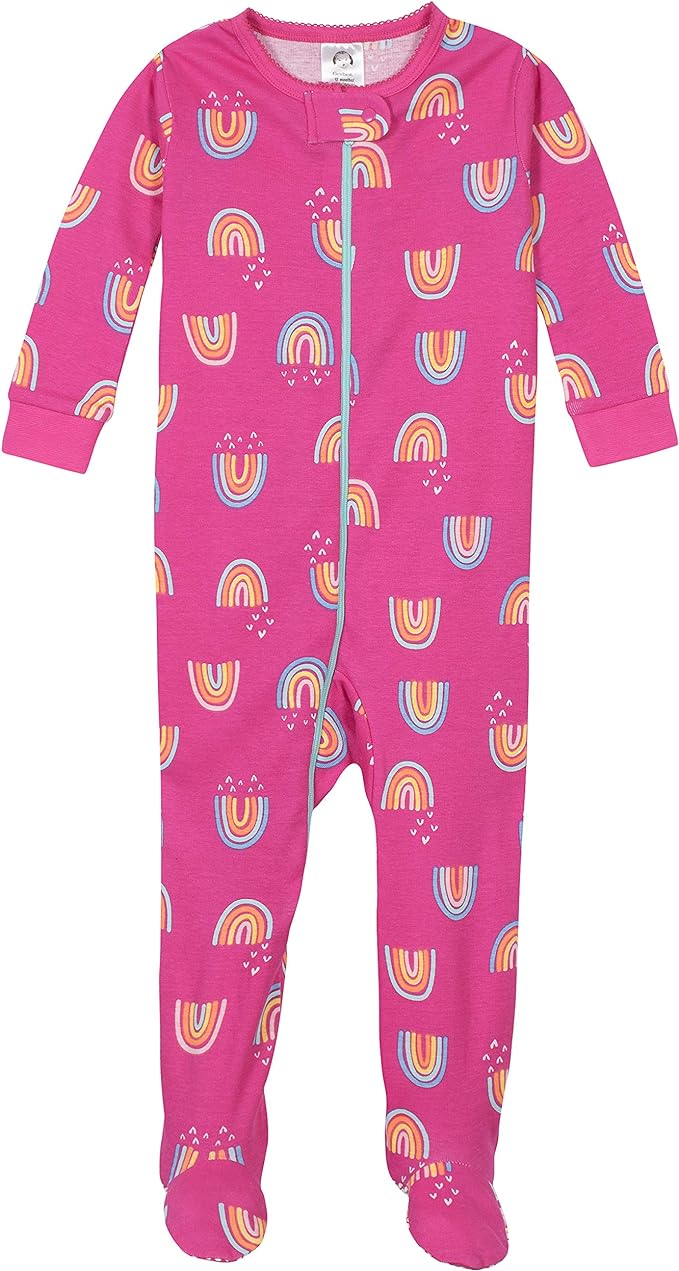 Gerber Baby Girls' 2-Pack Footed Pajamas