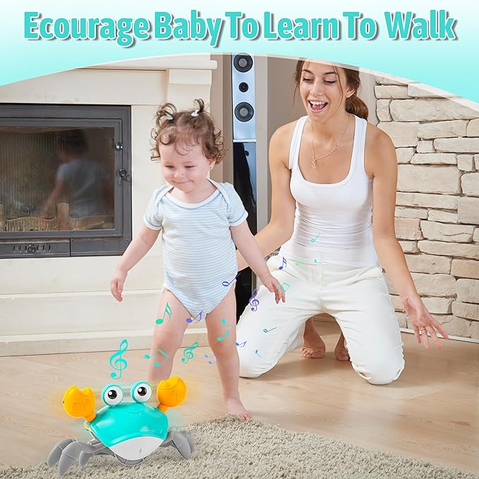 Hirger Crawling Crab Baby Toy Infant: Tummy Time Toys for Babies 3 6 9 12 18 24 36 Months, Walking Dancing Sensing Crab for Toddler 1 2 3 4 Year Old, 1st Music Birthday Gifts for Boys Girls