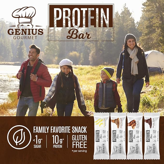 Genius Gourmet Protein Bar, Chocolate Dream, Keto Snack, Low Carb, Low Sugar & Gluten Free, Protein Snacks for Adults, 10G of Whey Protein per Protein Bar, 5 Net Carbs. 10 Count