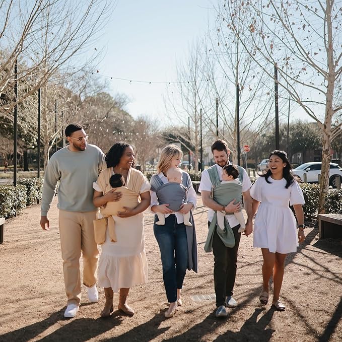 mushie Baby Wrap Carrier | Organic Cotton and Elastane | Infant Sling for Newborn and Babies 8-35 lbs (Blush)