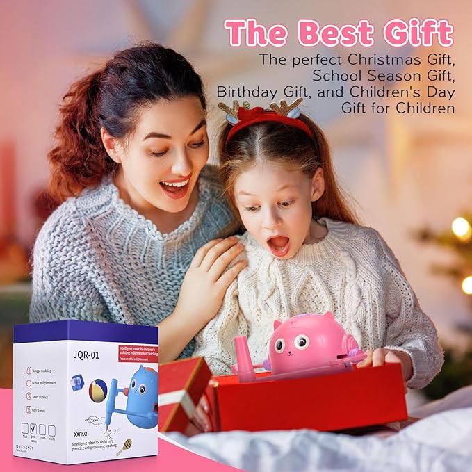 Smart Drawing Robot for Kids with 100 Cards – Voice-Activated Educational Art & Creativity Toy, Montessori Learning Machine for Boys & Girls Ages 3-9 for Toddlers & Children (Pink)