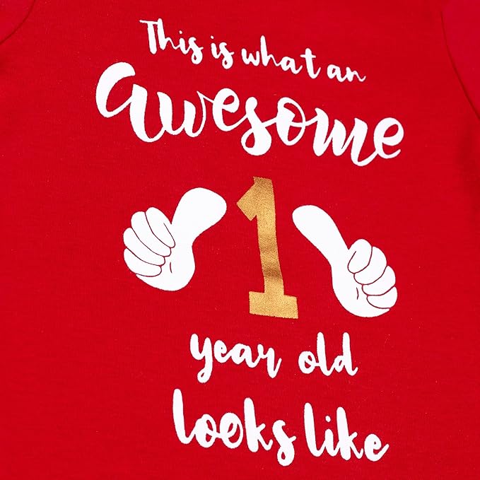 Cnins Funny Baby Bodysuit & Daddy Matching Cotton Outfit for Wild One 1st Birthday, Unisex Newborn Infant Clothes 0-24M