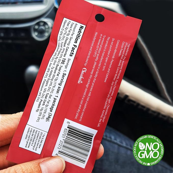 Skinny Coated Dark Chocolate Cocoa Snacks, Cocoa Flavored Almonds Healthy Chocolate Snacks in Bulk - Skinny Almonds, Kosher, Gluten Free Sweet Snacks for Adults, 1.2Oz p/Bag, 6 Pack