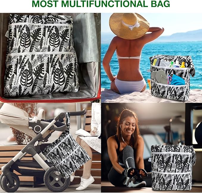 FLOCK THREE 3D Waterproof and Washable Wet Bag Luggage Organiser for Travel storage Stroller Daycare Baby Diapers Yoga Beach Pool Swimsuits Luggage Packing for Travel Accessories (Flower03)