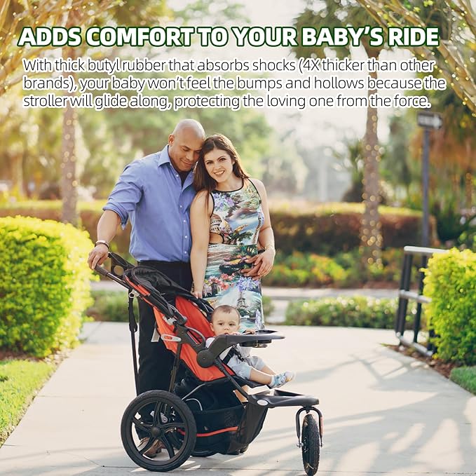 16" Back and 12.5" (2+1) Front Wheel Replacement Inner Tubes and Tires | Compatible with BoB Stroller Tire Revolution SE/Pro/Flex/SU/Ironman - Made from BPA/Latex Free Premium Quality Butyl Rubber