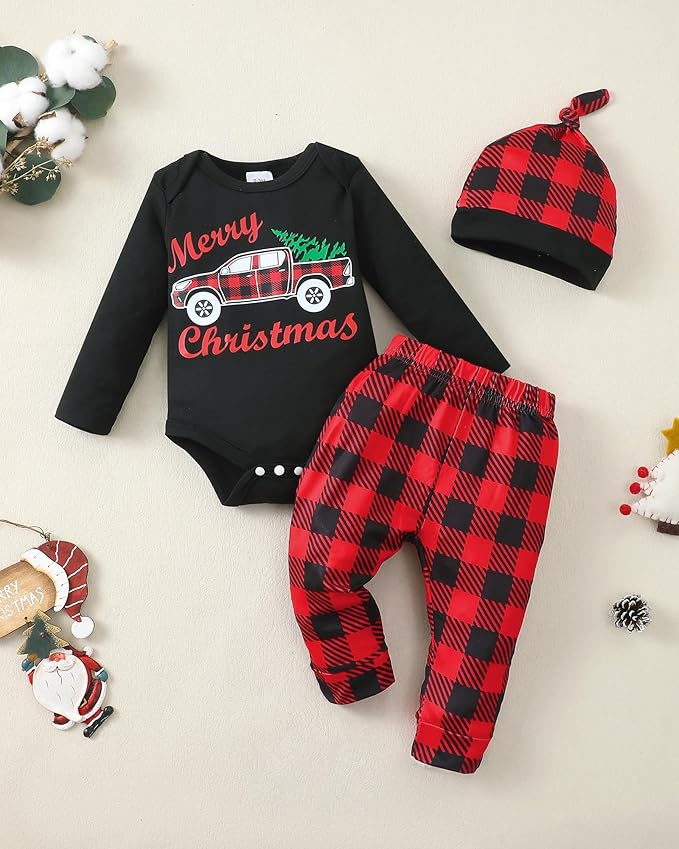 SUNNY PIGGY Baby Boy Clothes Newborn Infant Boys Outfits Romper Hat Pants 3PC Set 0-3 3-6 6-12 12-18 Month Clothing Gift