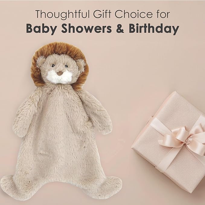 MON AMI Security Blankie for Babies Plush Stuffed Animal Security Blanket, Baby Snuggle Toy, Unisex Newborn (Leon Lion)