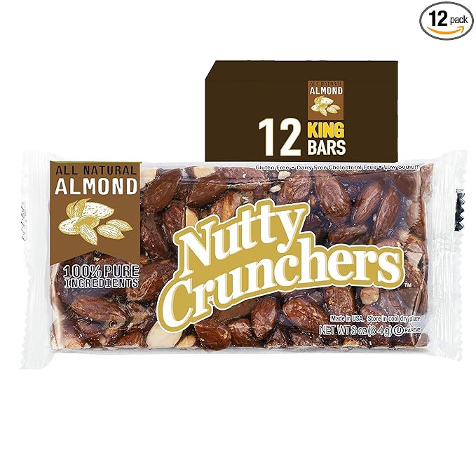 Nutty Crunchers All Natural Ingredients Large Bars (Almond, 12 King Bars/box)