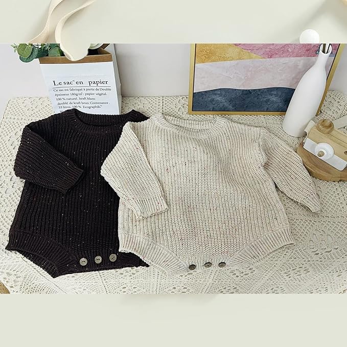 FYBITBO Baby Girl Boy Sweater Knit Oversized Pullover Sweatshirt Romper Onesie Warm Fall Winter Clothes Outfit Newborn