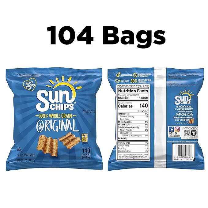 SunChips Original Multigrain Snacks, 1 Ounce (Pack of 104)