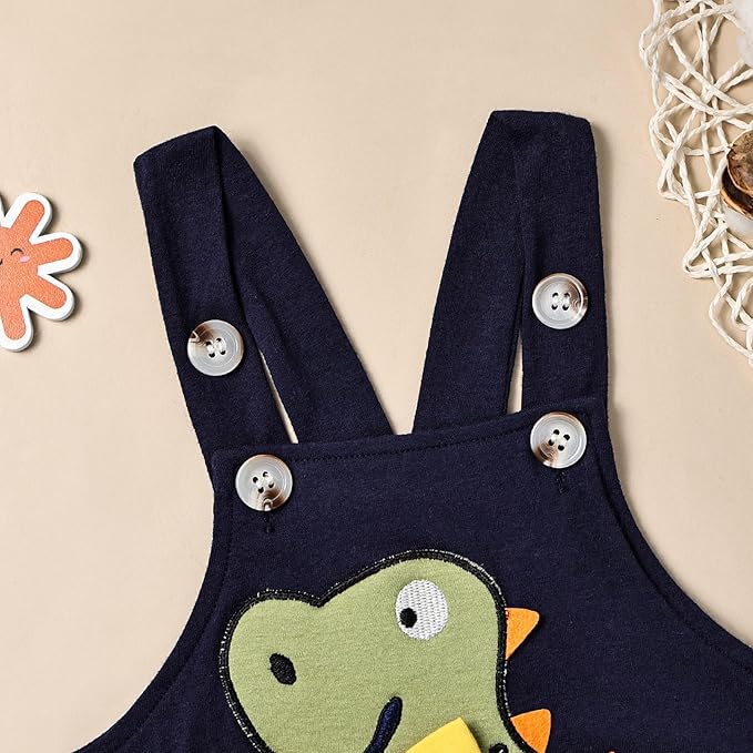 Baby Boy Clothes Newborn Outfits Stripe Romper Infant Cartoon Overall Adjustable Suspender Pants Set 0-18 Months