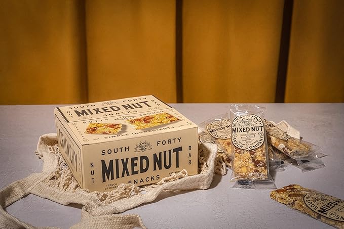 South 40 Snacks Mixed Nut Bar, Just 7 Ingredients, Touch of Honey (40g Bar, Pack of 12)