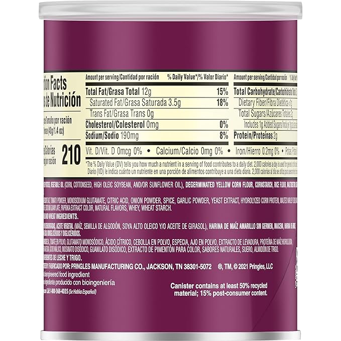 Pringles Potato Crisps Chips, Lunch Snacks, Office and Kids Snacks, Grab N' Go, BBQ (12 Cans)