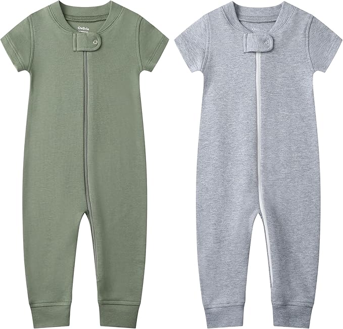 Owlivia Baby Boy Romper, Unisex Short-sleeve Summer Outfit, 100% Organic Cotton Girl One-Piece Jumpsuit
