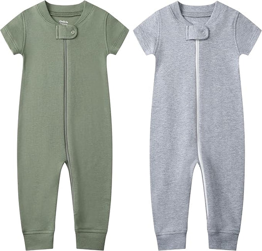 Owlivia Baby Boy Romper, Unisex Short-sleeve Summer Outfit, 100% Organic Cotton Girl One-Piece Jumpsuit