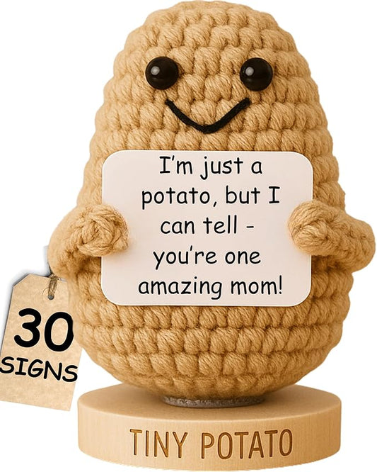 New Mom Gifts for Women - Crochet Potato with 30 Empowering Affirmations for New Moms - Women Gift for Baby Shower, Christmas, Birthday - Postpartum Gift Idea for 1st Time Mother After Birth