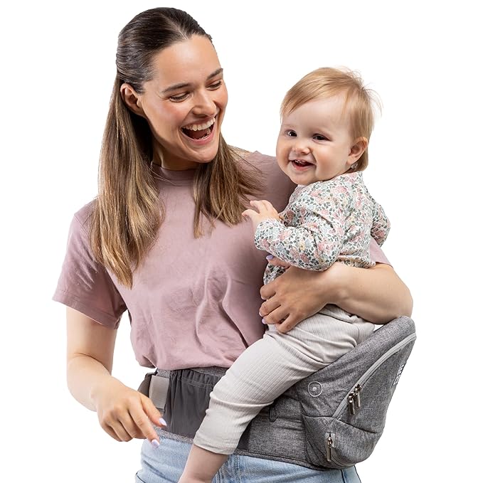 Beco Foldable Hip Seat Carrier - Baby 4-in-1 Easy-to-Use Carrier with Space-Saving Design for Newborn to Toddler (0-36 months/7-32.8 lbs (Gray)