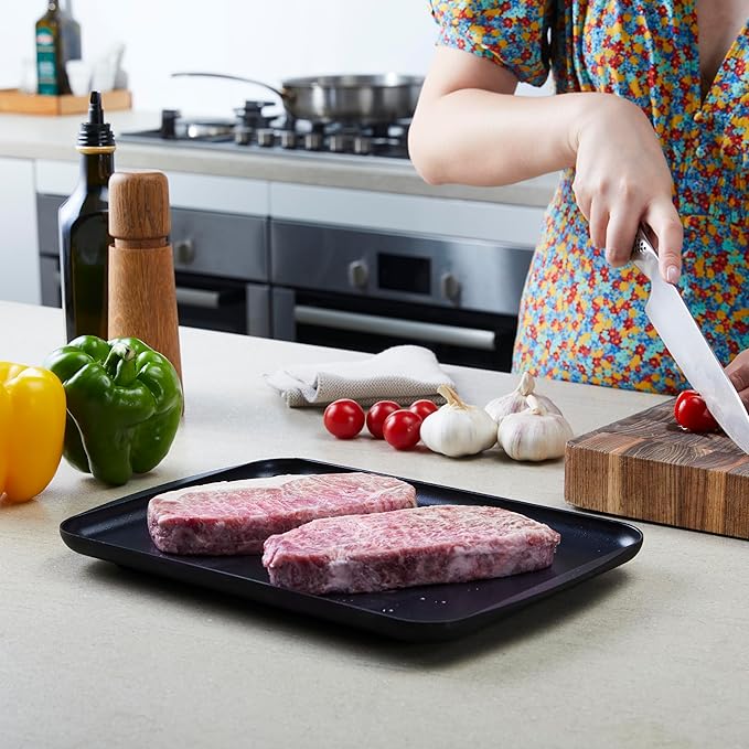 BLAZIN' THAW Defrosting Tray for Frozen Meat | Premium Edition | Aluminium Alloy Plate for Thawing Frozen Food | Natural Thawing Process | No Microwaves, No Cold/Warm Water Required |