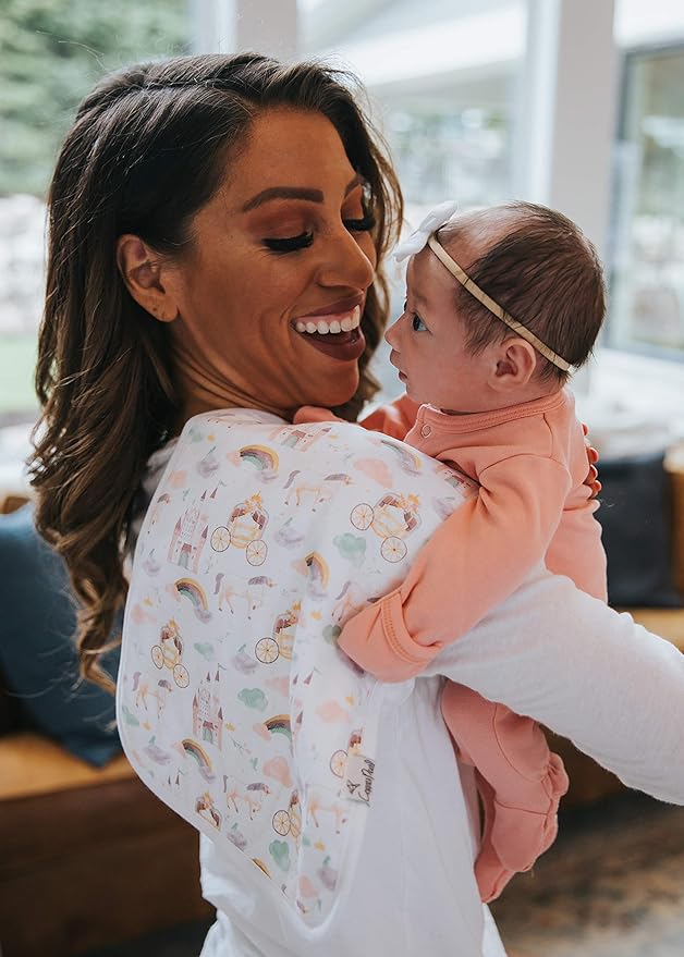 Copper Pearl Premium Baby Burp Cloths - 3-Pack Large Cotton Burp Cloths, Extra Soft Spit Up Rags with 3 Absorbent Layers, Perfect for Baby Girl Gifts (21" x 10" Size, Enchanted Set)