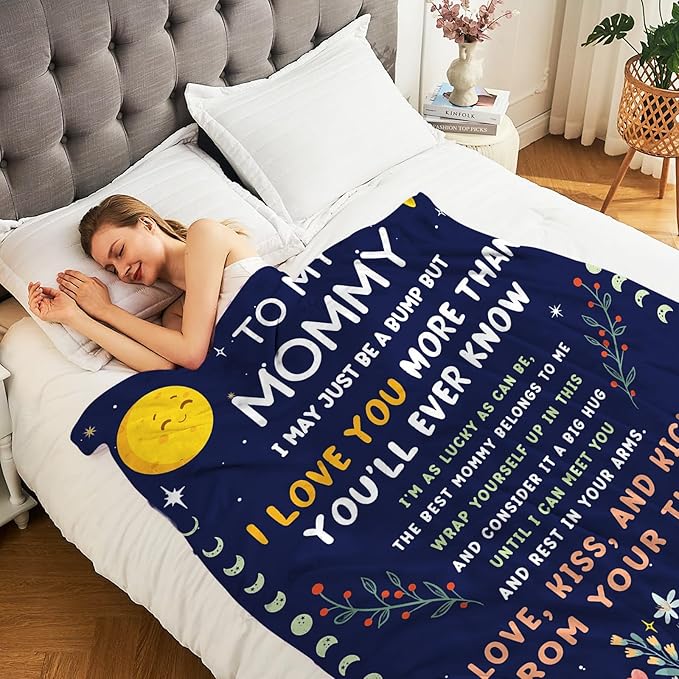 Mom to Be Gifts for Mothers Day, Pregnancy Gifts, First Time Mom Gifts, Promoted to Mom Gifts, Flannel Soft Blankets and Throws for New Mommy 50x60in