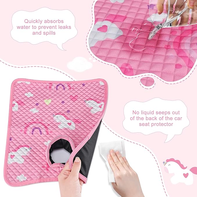 Car Seat Protector for Potty Training, 2 Pack Waterproof CarSeat Liner Toilet Training for Baby Infant Toddler, Dry Seat Piddle Pads Cover for Strollers (Pink)